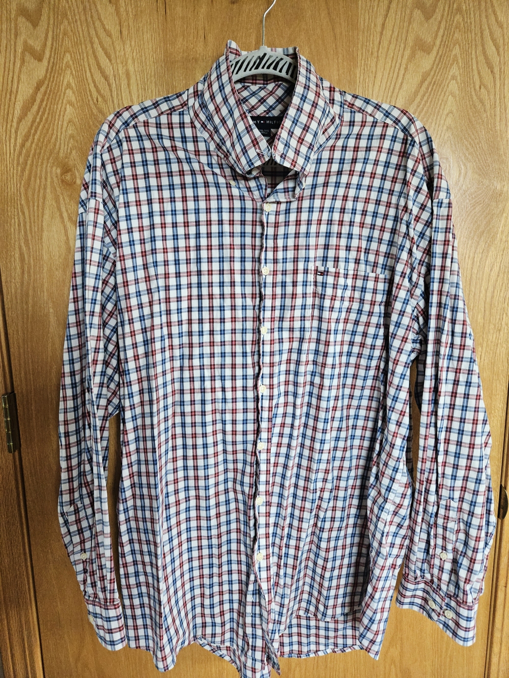 Tommy Hilfiger Red, Blue and White Plaid Button-Down Shirt
